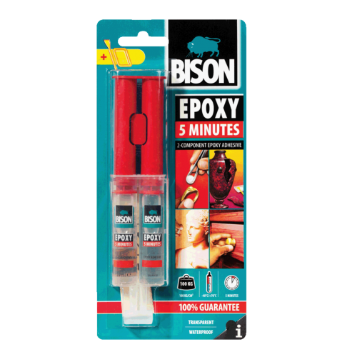 BISON EPOXY Εποξική κόλλα - 5' λεπτά πολύ γρήγορη δύο στοιχείων 24ml 