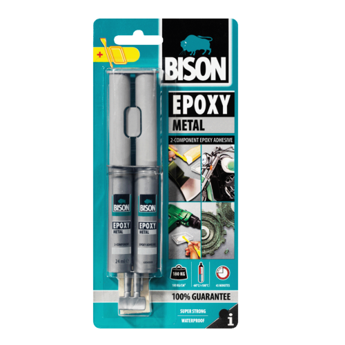 BISON EPOXY Εποξική κόλλα - Ειδική για μέταλλα δύο στοιχείων 24ml
